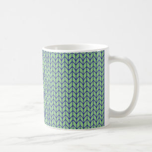 Café Caneca Branca de Tricô Verde Azul