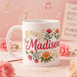 Café Caneca Brilhante Amante de Música Floral Madison