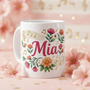 Café Caneca Brilhante Amante de Música Floral Mia