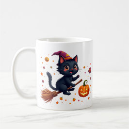 Café Caneca bruxa de gatinho preto fofo de halloween