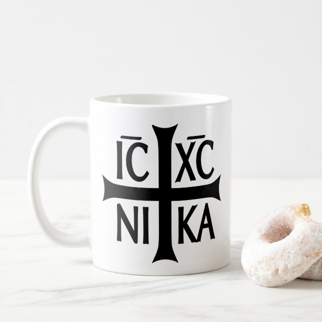 Café Caneca Byzantina ICXC NIKA Presente de Cristo (Com Donut)