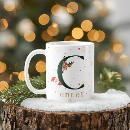 Café Caneca C de Monograma de Natal Personalizada