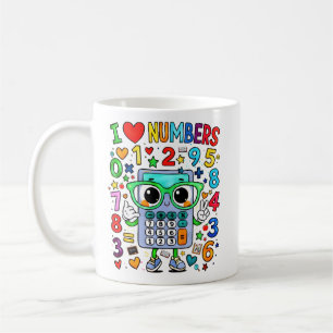 Café Caneca Calculadora de Matemática Fofa Eu Amo Númer