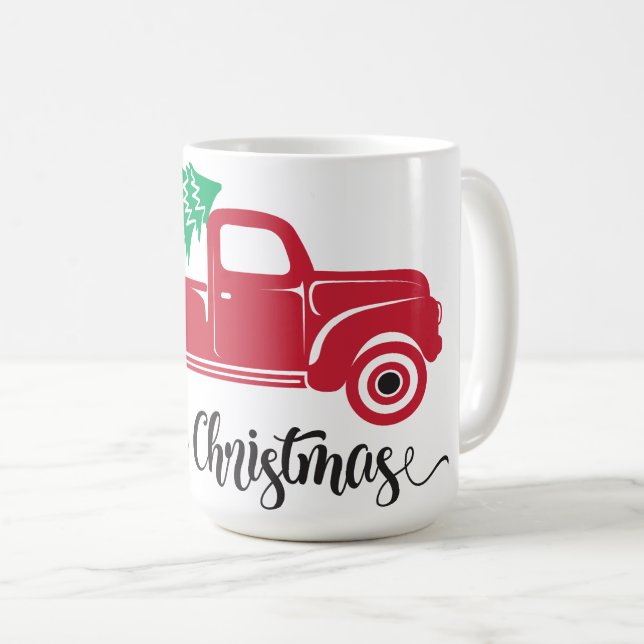 Café Caneca Caminhão Vermelho Feliz Natal | Festa de Fi (Frente Esquerda)