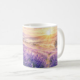 Café Caneca Campos de Lavanda Iluminados pelo Sol