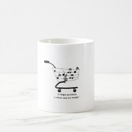 Café Caneca carrinho de compras com notas musicais, eng