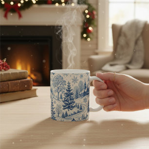Café Caneca Cena de Natal Vintage Vila de Inverno