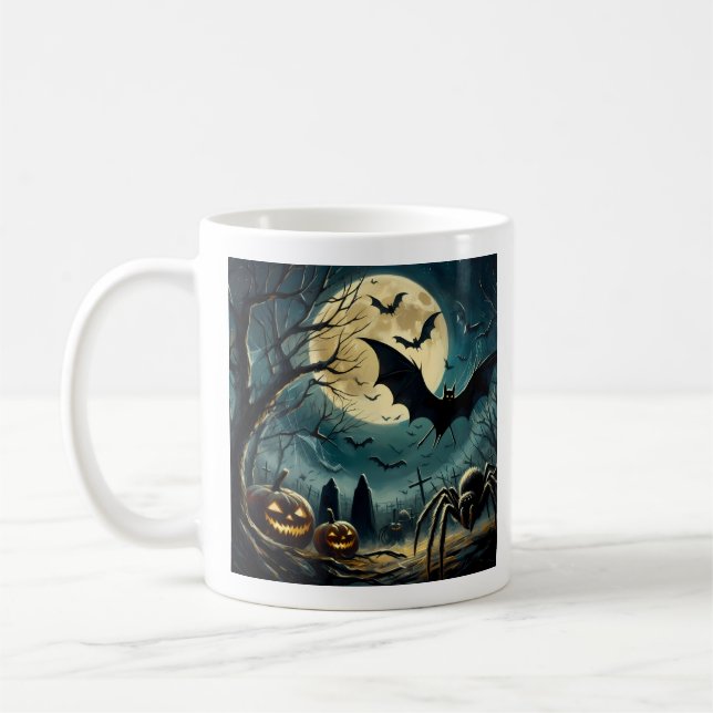 Café Caneca Cena Noturna de Halloween (Esquerda)