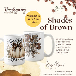 Café Caneca Cerâmica de Ação de Graças Tons de Marrom