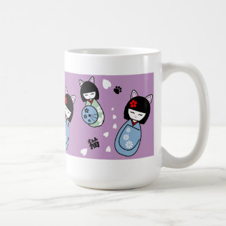 Café Caneca cerâmica do gatinho de Kokeshi