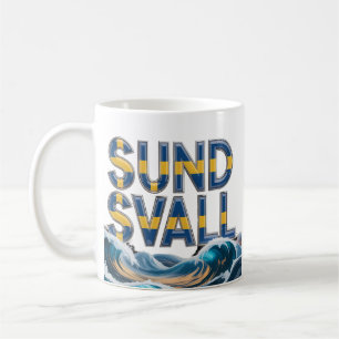 Café Caneca Cerâmica Ondas Artísticas do Oceano de Sund