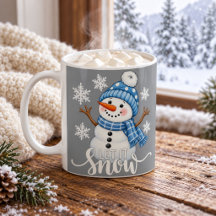 Caneca Cinza de Inverno Boneco de Neve Fofo Deixe