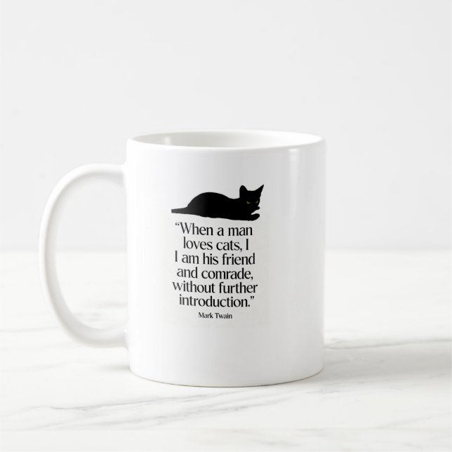 Café Caneca Citação de Gato de Mark Twain (Esquerda)