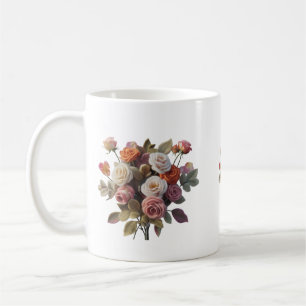 Café Caneca Clássica Bouquet de Lã Vintage Arte de Ro