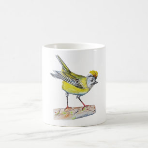 Café Caneca Clássica Branca com Desenho de Pássaro