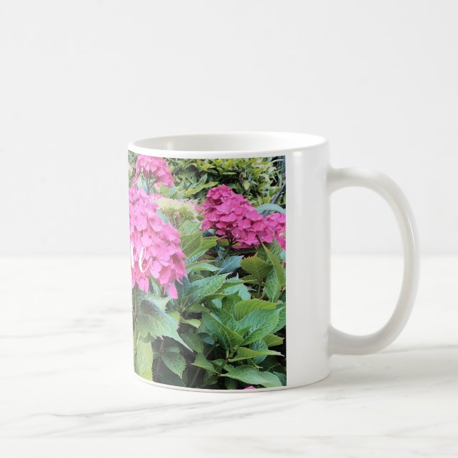 Café Caneca Clássica Branca com Foto de Flores Rosas (Direita)