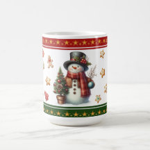 Caneca Clássica com Boneco de Neve e Biscoitos de 