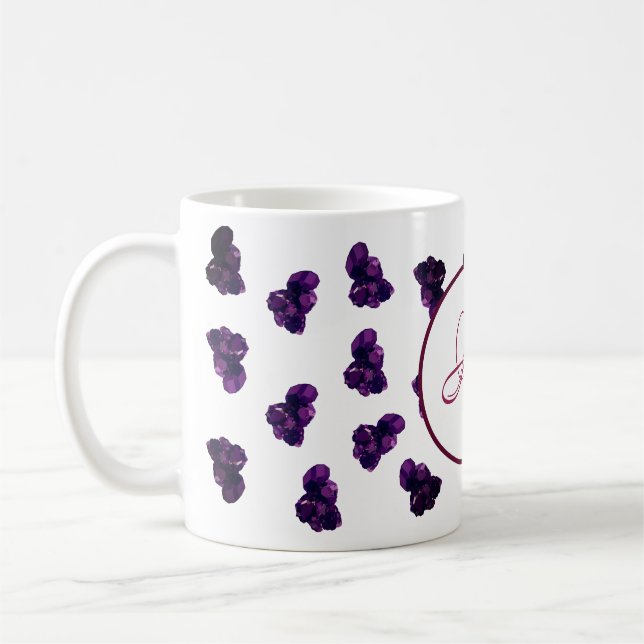 Café Caneca Clássica com Pedras de Ametista Roxa (Esquerda)