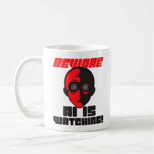 Café Caneca Clássica Cuidado IA Está Observando Robô de