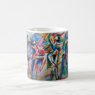 Café Caneca Clássica Dançarinos Abstratos Ritmo de Movi