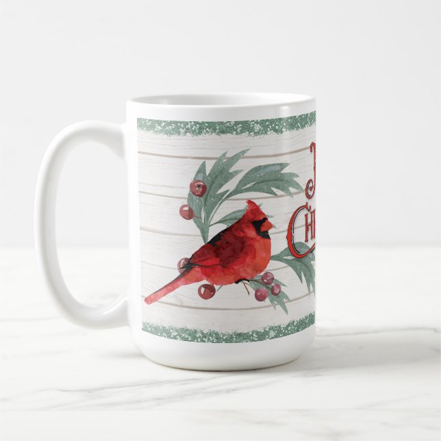 Café Caneca Clássica de 15 oz Christmas Cardinal (Esquerda)