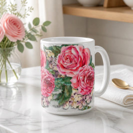 Café Caneca Clássica de 15oz com Rosas Vermelhas Lindas