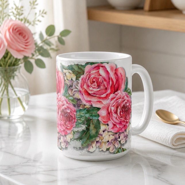 Café Caneca Clássica de 15oz com Rosas Vermelhas Lindas (Criador carregado)