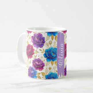 Café Caneca Clássica de 330ml com Floral Personalizado 