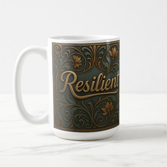 Café Caneca Clássica de Afirmação Resiliente Dourado Ve (Esquerda)