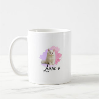 Café Caneca Clássica de Arte de Gato Fofo – Luna
