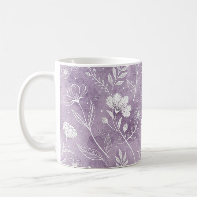 Café Caneca Clássica de Arte Floral Sonhadora (Esquerda)