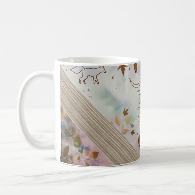 Café Caneca Clássica de Arte Têxtil Nórdica Raposa Lua  (Esquerda)