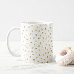Café Caneca clássica de cor d'água das bolinhas amarela