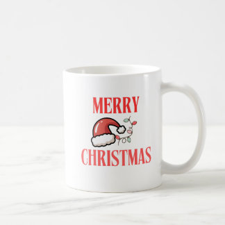 Café Caneca Clássica de Natal Alegre Bege e Branco