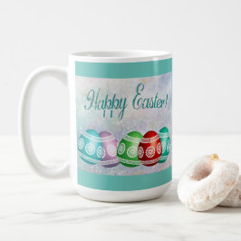 Café Caneca Clássica de Páscoa Ovos Coloridos e Fundo A