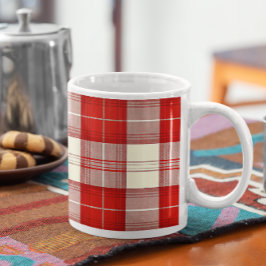 Café caneca clássica de tartã vermelha e branca