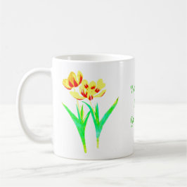 Café Caneca Clássica de Tulipas Amarelas e Vermelhas