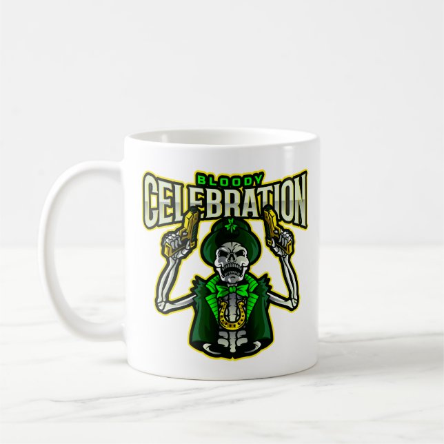 Café Caneca Clássica do Esqueleto Leprechaun de Celebra (Esquerda)