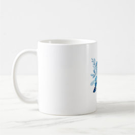 Café Caneca Clássica Floral de Aquarela Azul Elegante