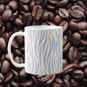 Café Caneca Clássica Listra de Zebra Azul e Bege – Esti