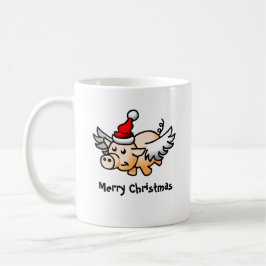 Café Caneca Clássica Porco de Natal Voador