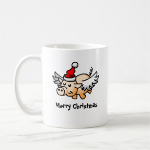 Café Caneca Clássica Porco de Natal Voador