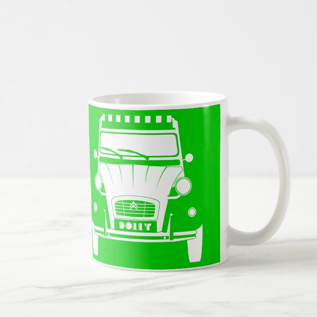 Café Caneca clássica verde da zorra de Citroen 2CV Deux (Direita)