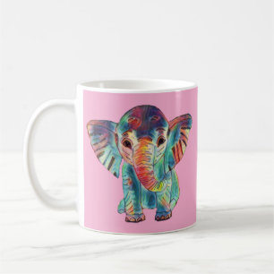 Café Caneca Colorida de Elefante Fofo