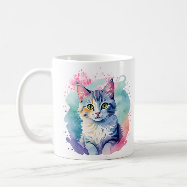 Café Caneca Colorida de Gato (Esquerda)