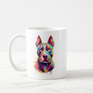 Café Caneca Colorida de Pitbull – Desenho Vibrante de C