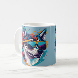 Café Caneca Colorida do Cachorro Legal com Óculos de So