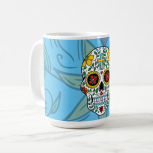 Café Caneca Colorida do Dia de los Muertos Crânio de Aç