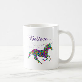Café Caneca Colorida Magia de Unicórnio Acredite