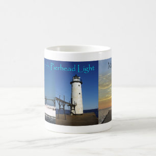 Café Caneca com 3 fotos do Farol de Manistee North Pier